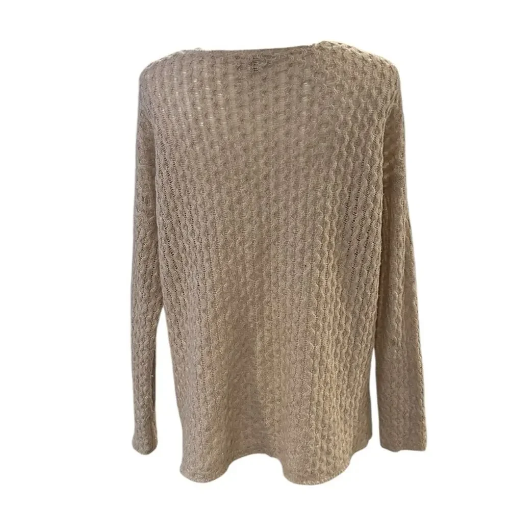 Joan Vass Studio Tan Women's Sweater Medium Wool Camel - Picture 3 of 4